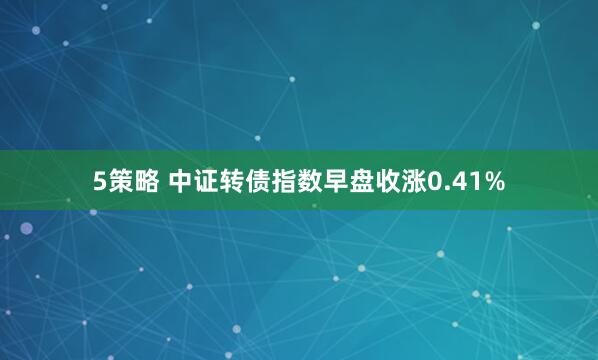 5策略 中证转债指数早盘收涨0.41%